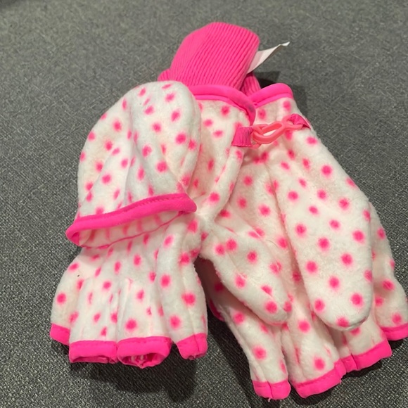 Gap Kids Hot Pink with White Polka-Dot Free Finger Mitten - Picture 1 of 7